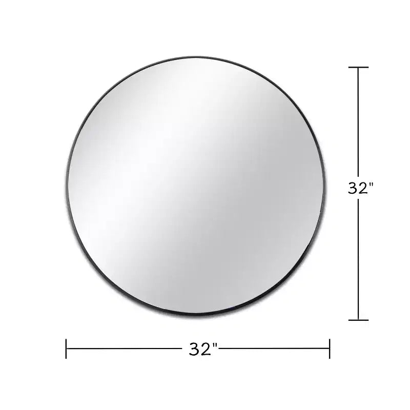 Miroir de salle de bain rond de 81 cm avec cadre en métal noir pour fixation murale.