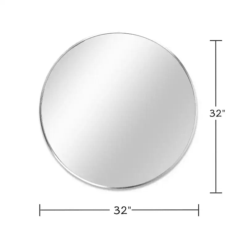 Miroir de salle de bain rond de 81 cm avec cadre en métal noir pour fixation murale.