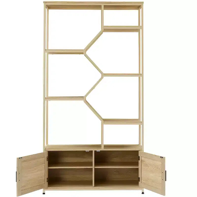 Bibliothèque moderne en bois de 75,6 po avec armoire et 7 étagères