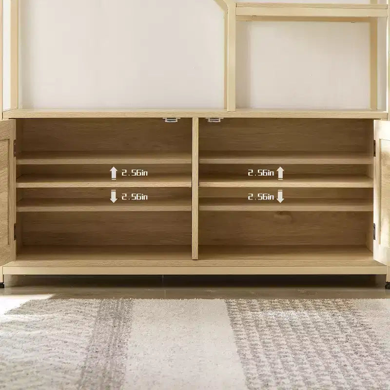 Bibliothèque moderne en bois de 75,6 po avec armoire et 7 étagères