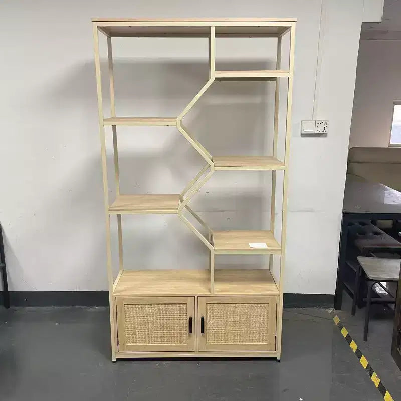 Bibliothèque moderne en bois de 75,6 po avec armoire et 7 étagères