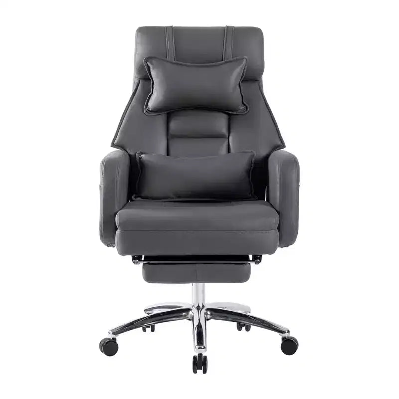 Fauteuil de bureau ergonomique pivotant, fauteuil de bureau à dossier haut en cuir technologique avec support lombaire et appui-tête, fauteuil d'ordinateur inclinable