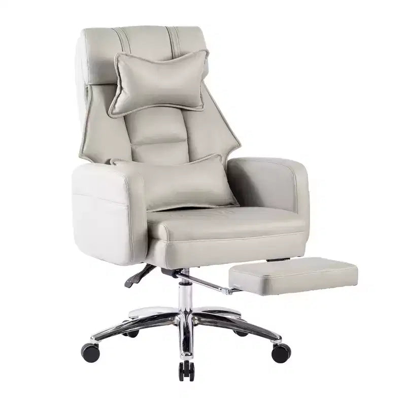 Fauteuil de bureau ergonomique pivotant, fauteuil de bureau à dossier haut en cuir technologique avec support lombaire et appui-tête, fauteuil d'ordinateur inclinable