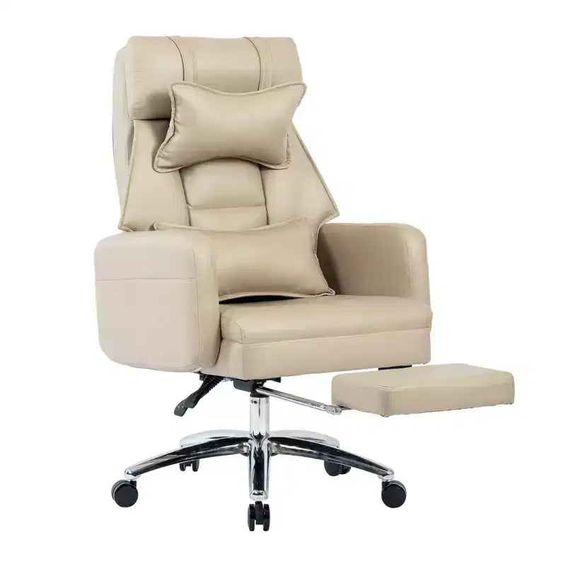 Fauteuil de bureau ergonomique pivotant, fauteuil de bureau à dossier haut en cuir technologique avec support lombaire et appui-tête, fauteuil d'ordinateur inclinable