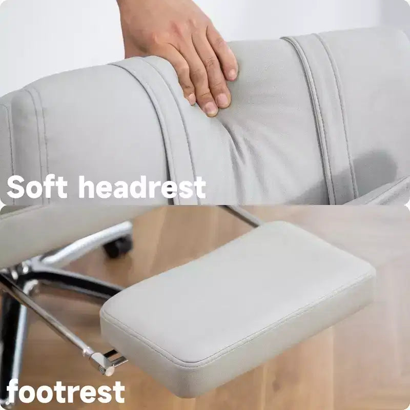 Fauteuil de bureau ergonomique pivotant, fauteuil de bureau à dossier haut en cuir technologique avec support lombaire et appui-tête, fauteuil d'ordinateur inclinable