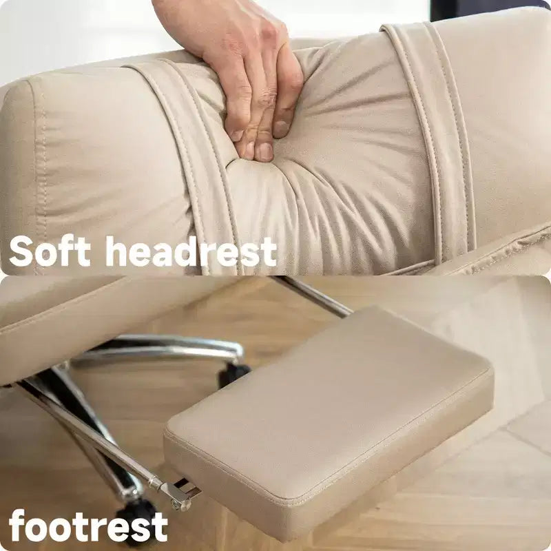 Fauteuil de bureau ergonomique pivotant, fauteuil de bureau à dossier haut en cuir technologique avec support lombaire et appui-tête, fauteuil d'ordinateur inclinable