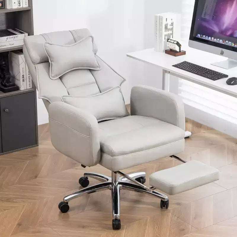 Fauteuil de bureau ergonomique pivotant, fauteuil de bureau à dossier haut en cuir technologique avec support lombaire et appui-tête, fauteuil d'ordinateur inclinable