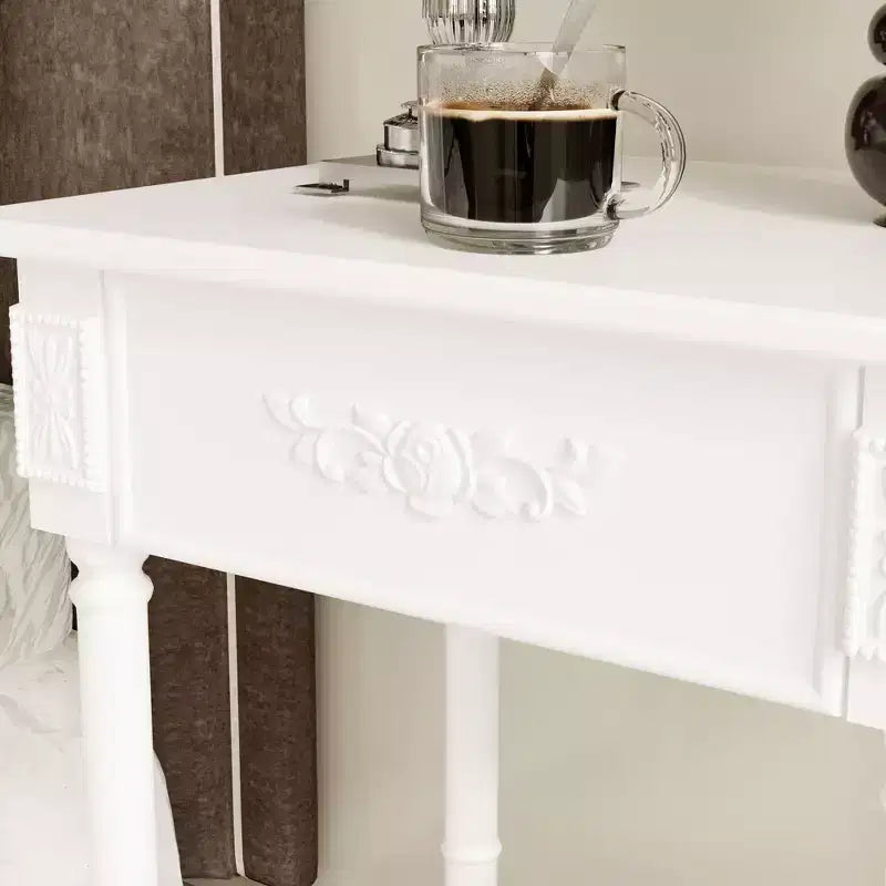 Table de chevet chic blanche/noire avec tiroir et étagère inférieure, table d'appoint : Rangement élégant pour chambre à coucher, table de chevet avec tiroir
