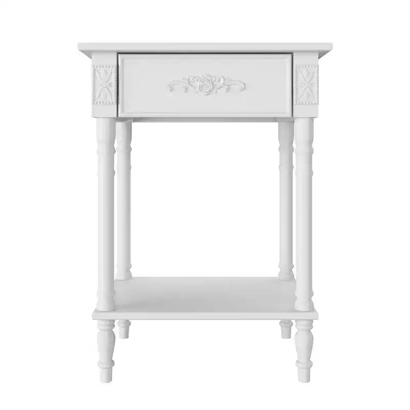 Table de chevet chic blanche/noire avec tiroir et étagère inférieure, table d'appoint : Rangement élégant pour chambre à coucher, table de chevet avec tiroir