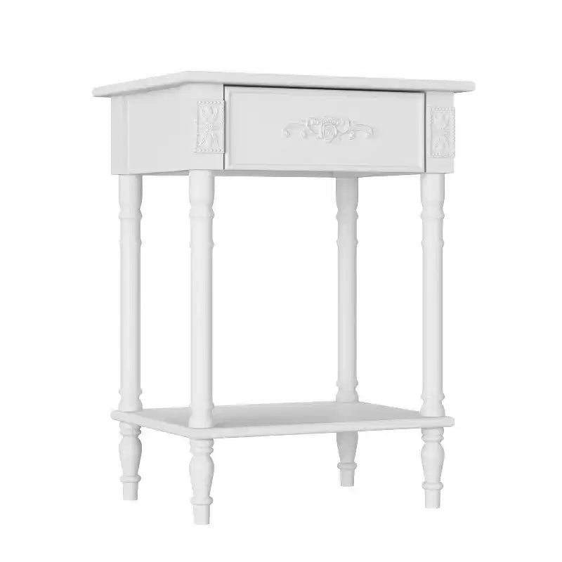 Table de chevet chic blanche/noire avec tiroir et étagère inférieure, table d'appoint : Rangement élégant pour chambre à coucher, table de chevet avec tiroir