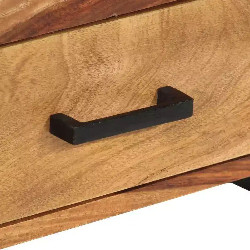 Meuble TV en bois de Sesham massif – Marron style vintage 120 x 35 x 45 cm, avec deux tiroirs et une étagère, cadre en acier durable