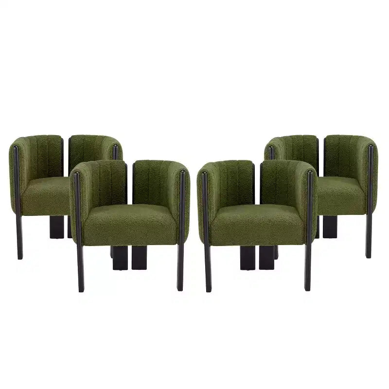 Lot de 4 chaises de salle à manger modernes en bouclette avec pieds en bois, chaises d'appoint élégantes pour salons, cuisines ou salles à manger.