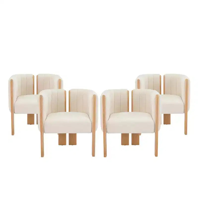 Lot de 4 chaises de salle à manger modernes en bouclette avec pieds en bois, chaises d'appoint élégantes pour salons, cuisines ou salles à manger.