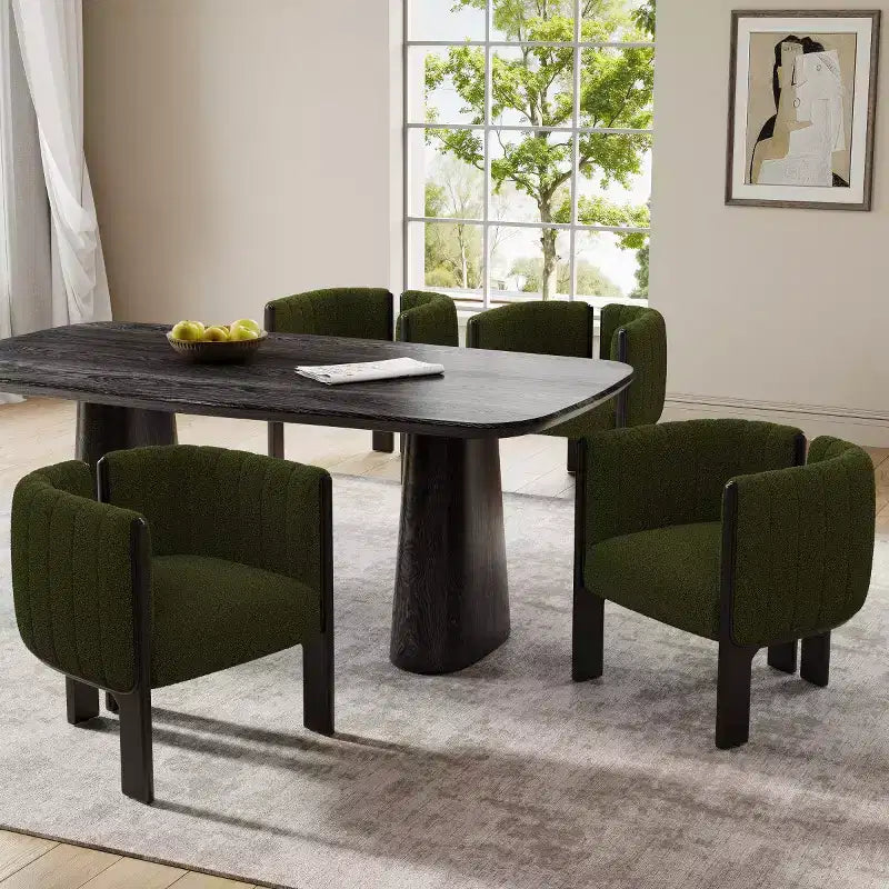 Lot de 4 chaises de salle à manger modernes en bouclette avec pieds en bois, chaises d'appoint élégantes pour salons, cuisines ou salles à manger.