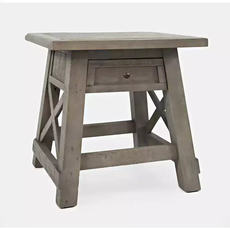 Table d'appoint avec chargeur USB en pin recyclé - Bois flotté