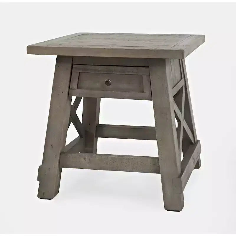 Table d'appoint avec chargeur USB en pin recyclé - Bois flotté