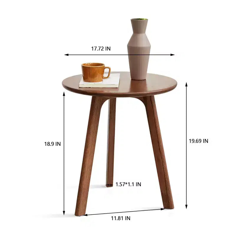 Table d'appoint ronde en bois à 3 pieds pour salon ou chambre à coucher