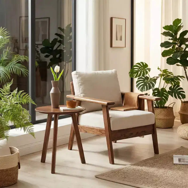 Table d'appoint ronde en bois à 3 pieds pour salon ou chambre à coucher