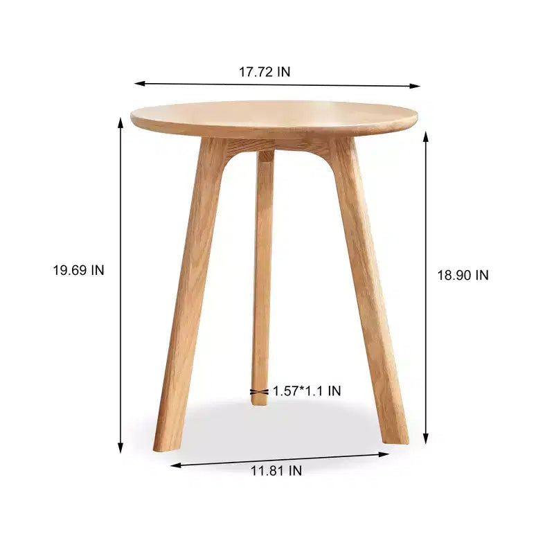 Table d'appoint ronde en bois à 3 pieds pour salon ou chambre à coucher