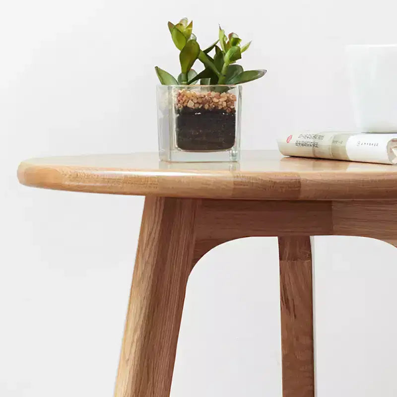 Table d'appoint ronde en bois à 3 pieds pour salon ou chambre à coucher