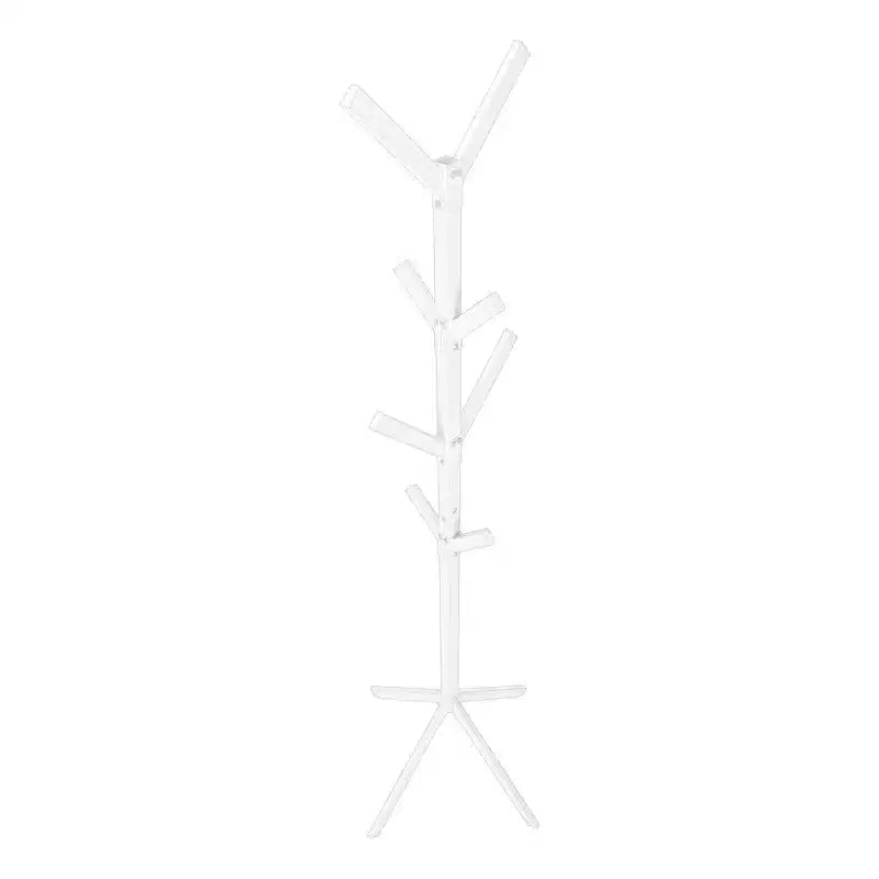 Porte-manteau sur pied à 8 crochets, Meuble d'entrée contemporain avec cadre métallique, Rangement d'entrée pour salon, chambre, Blanc