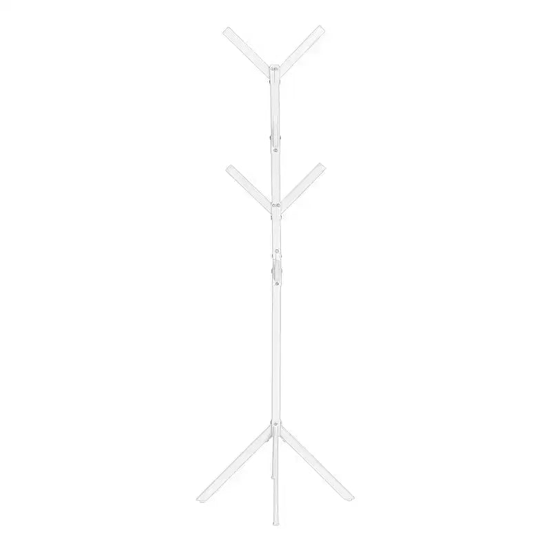 Porte-manteau sur pied à 8 crochets, Meuble d'entrée contemporain avec cadre métallique, Rangement d'entrée pour salon, chambre, Blanc