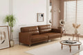 Canapé contemporain en cuir brun huilé de luxe de 220 cm - Canapé vintage haut de gamme avec cadre robuste et sensation douillette Marron