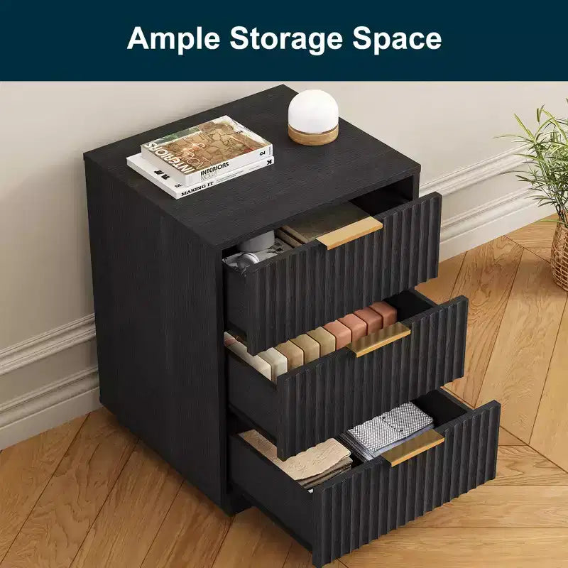 Commode basse à 3 tiroirs, commode compacte et moderne pour chambre, salon ou entrée