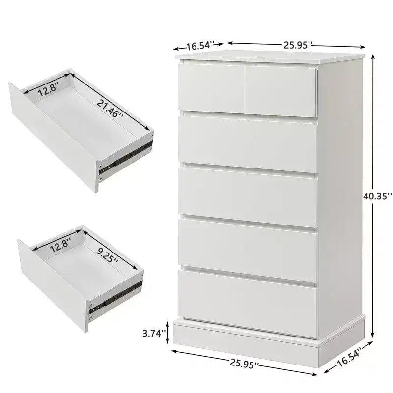 Commode de chambre, Armoire de rangement de chambre de style cabinet, Commode à tiroirs moderne avec poignées dissimulées, Meuble de rangement vertical en bois pour chambre