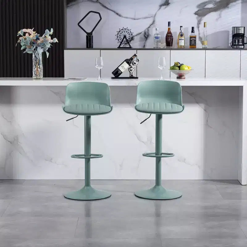 Lot de 2 tabourets de bar pivotants à hauteur réglable avec grande base robuste, chaises de comptoir en cuir sans accoudoirs pour salles à manger