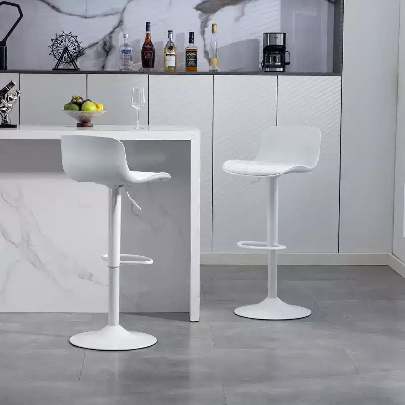 Lot de 2 tabourets de bar pivotants à hauteur réglable avec grande base robuste, chaises de comptoir en cuir sans accoudoirs pour salles à manger