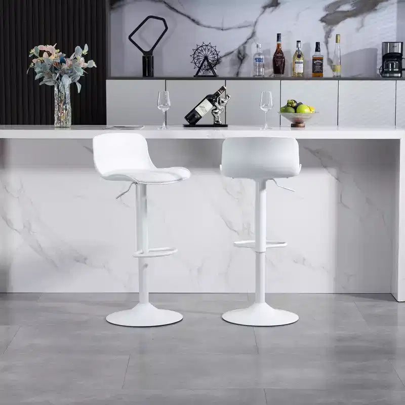 Lot de 2 tabourets de bar pivotants à hauteur réglable avec grande base robuste, chaises de comptoir en cuir sans accoudoirs pour salles à manger