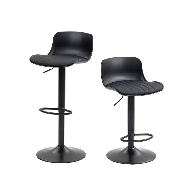 Lot de 2 tabourets de bar pivotants à hauteur réglable avec grande base robuste, chaises de comptoir en cuir sans accoudoirs pour salles à manger