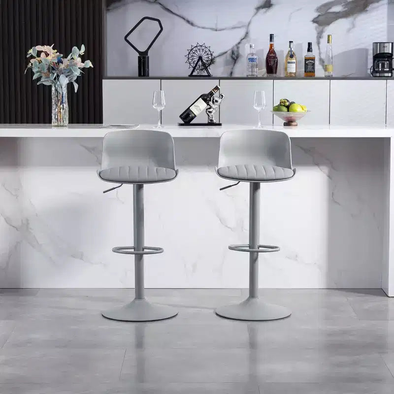 Lot de 2 tabourets de bar pivotants à hauteur réglable avec grande base robuste, chaises de comptoir en cuir sans accoudoirs pour salles à manger