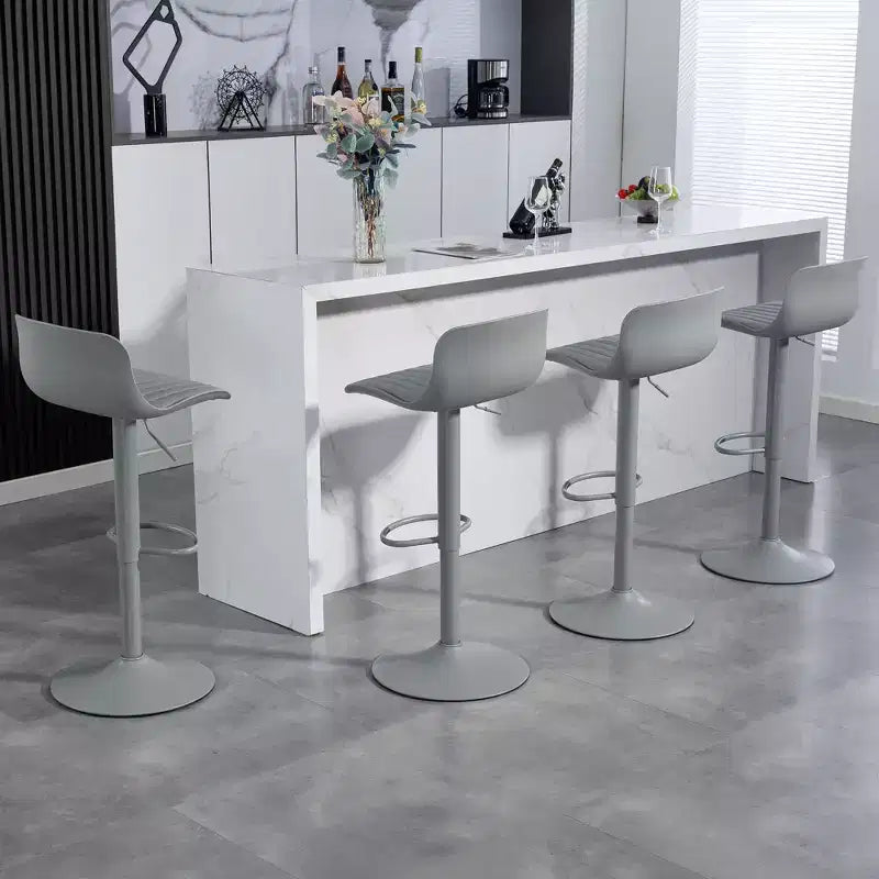 Lot de 2 tabourets de bar pivotants à hauteur réglable avec grande base robuste, chaises de comptoir en cuir sans accoudoirs pour salles à manger