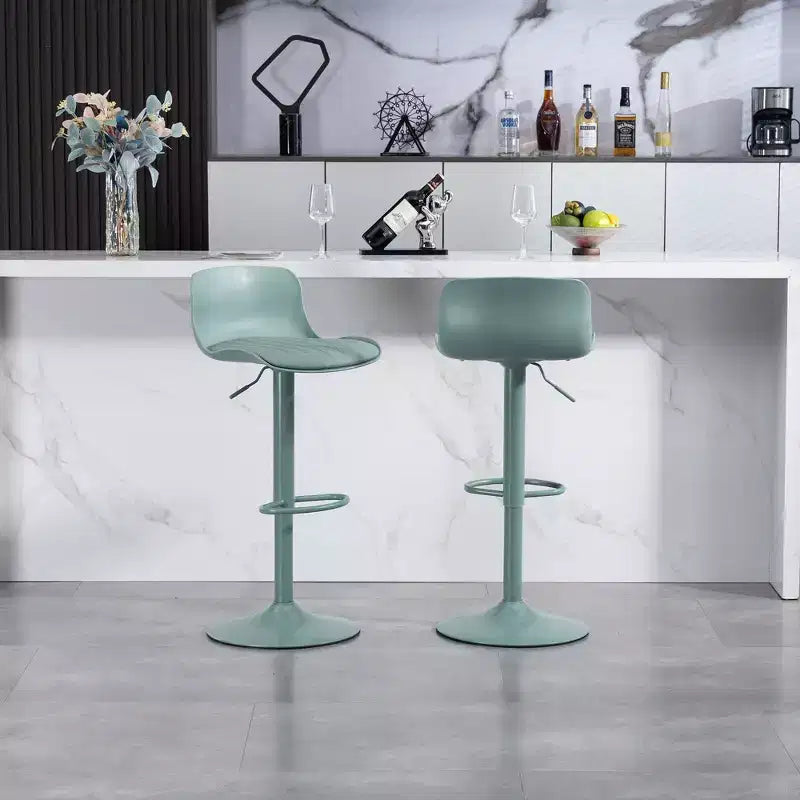 Lot de 2 tabourets de bar pivotants à hauteur réglable avec grande base robuste, chaises de comptoir en cuir sans accoudoirs pour salles à manger