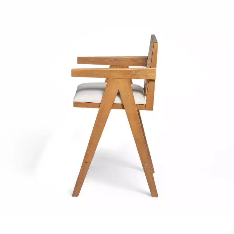 Lot de 2 tabourets de bar en bois massif à hauteur de comptoir pour salles à manger, fauteuils avec dossier en rotin pour îlot de cuisine, finition naturelle