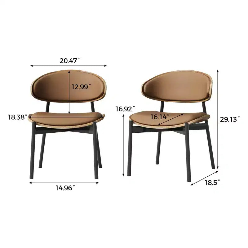 Chaises de salle à manger de ferme avec cadre en métal, assise et dossier rembourrés souples (lot de 2)