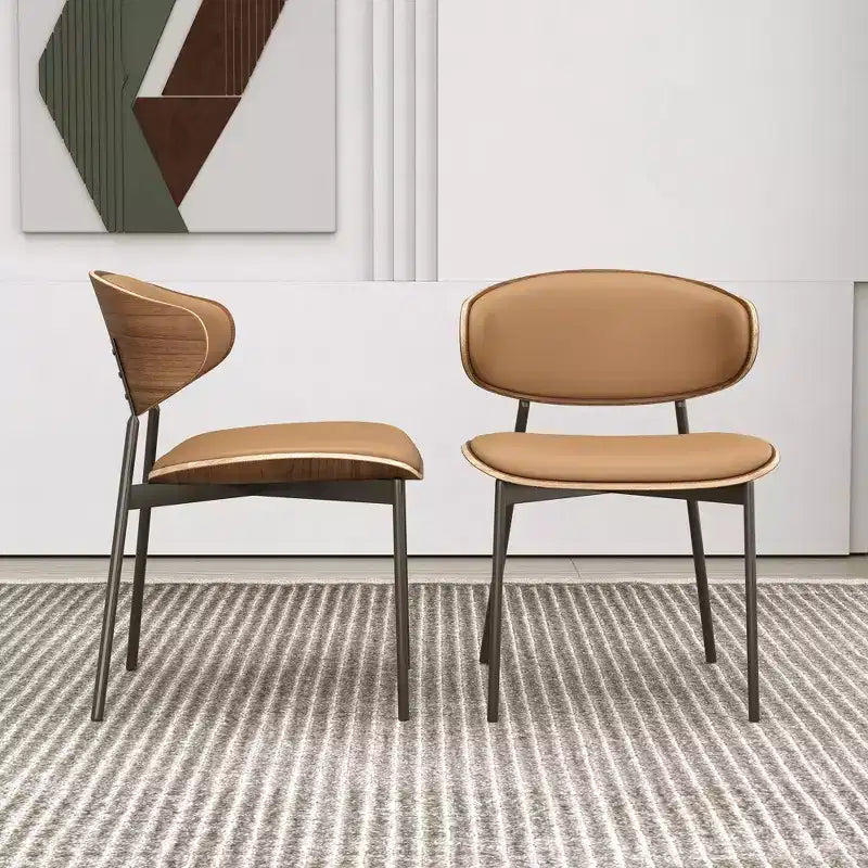 Chaises de salle à manger de ferme avec cadre en métal, assise et dossier rembourrés souples (lot de 2)