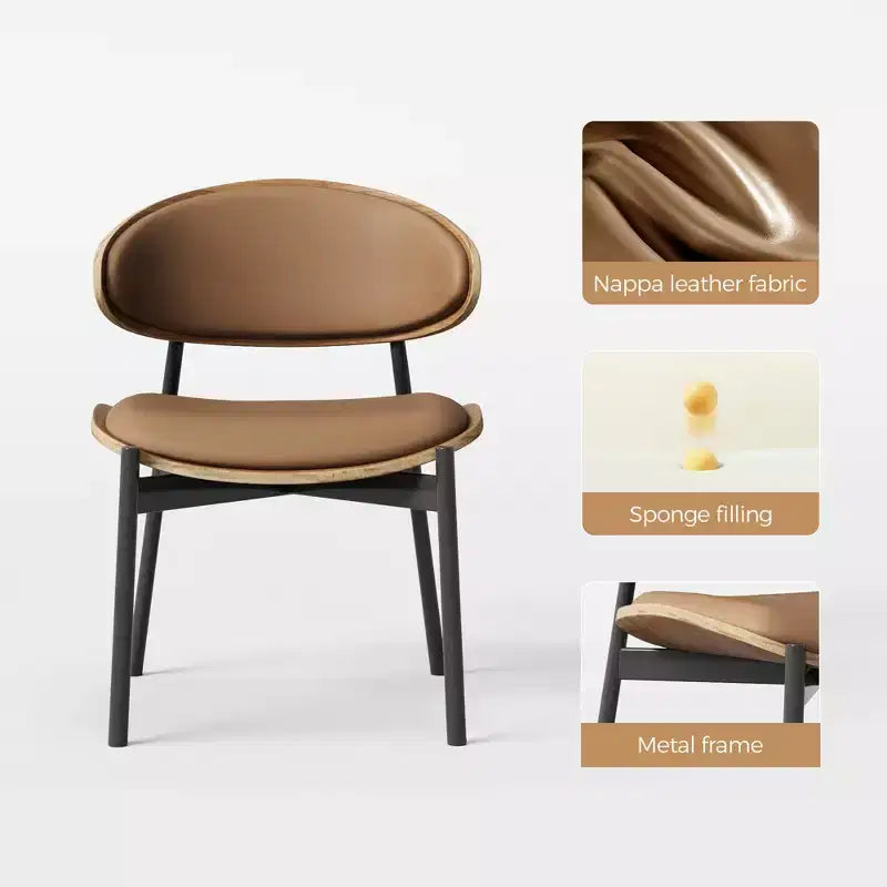 Chaises de salle à manger de ferme avec cadre en métal, assise et dossier rembourrés souples (lot de 2)
