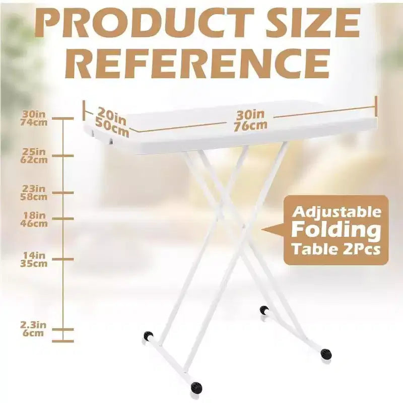 Table pliante, tables pliantes personnelles en plastique, table à manger rectangulaire réglable, table de chevet carrée simple, blanc