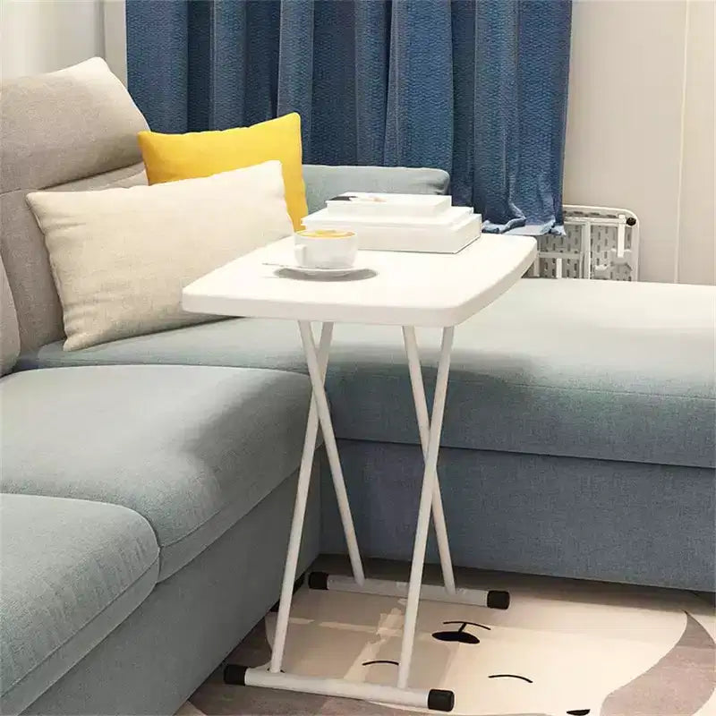 Table pliante, tables pliantes personnelles en plastique, table à manger rectangulaire réglable, table de chevet carrée simple, blanc