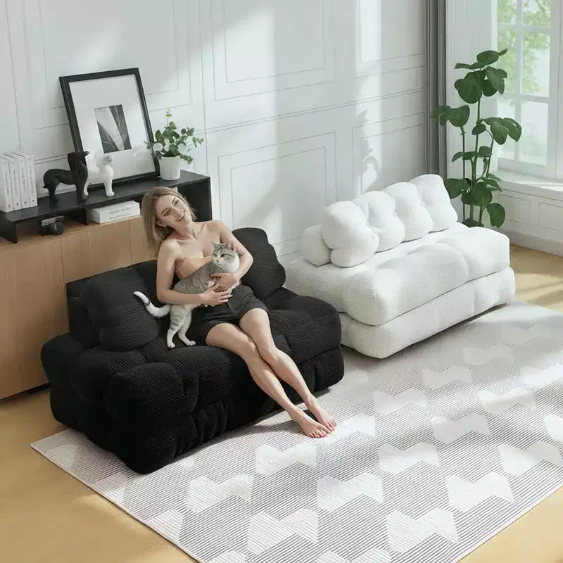 Canapé-lit pliable, futon convertible une place avec dossier et oreiller, lit-chaise pliant portable pour salon et chambre à coucher