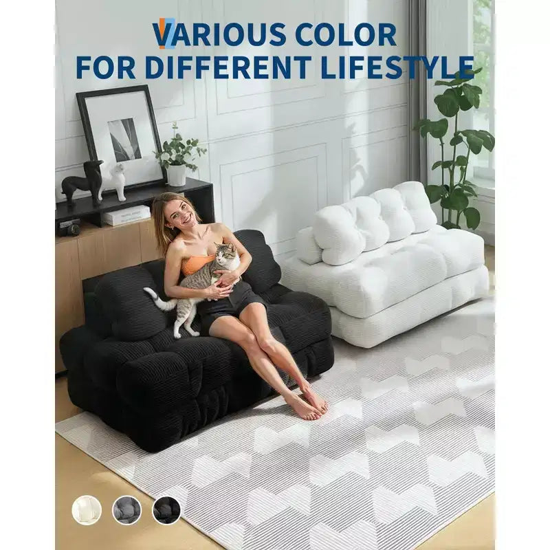 Canapé-lit pliable, futon convertible une place avec dossier et oreiller, lit-chaise pliant portable pour salon et chambre à coucher
