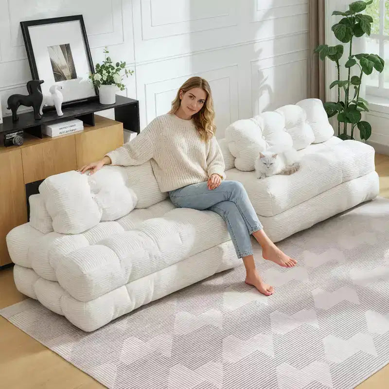 Canapé-lit pliable, futon convertible une place avec dossier et oreiller, lit-chaise pliant portable pour salon et chambre à coucher