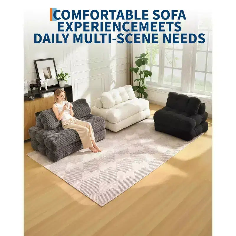 Canapé-lit pliable, futon convertible une place avec dossier et oreiller, lit-chaise pliant portable pour salon et chambre à coucher