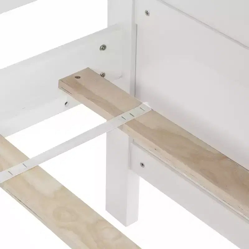 Lit de repos jumeau avec 2 tiroirs de rangement, Canapé-lit en bois de pin massif, Design peu encombrant pour chambre ou salon, Blanc