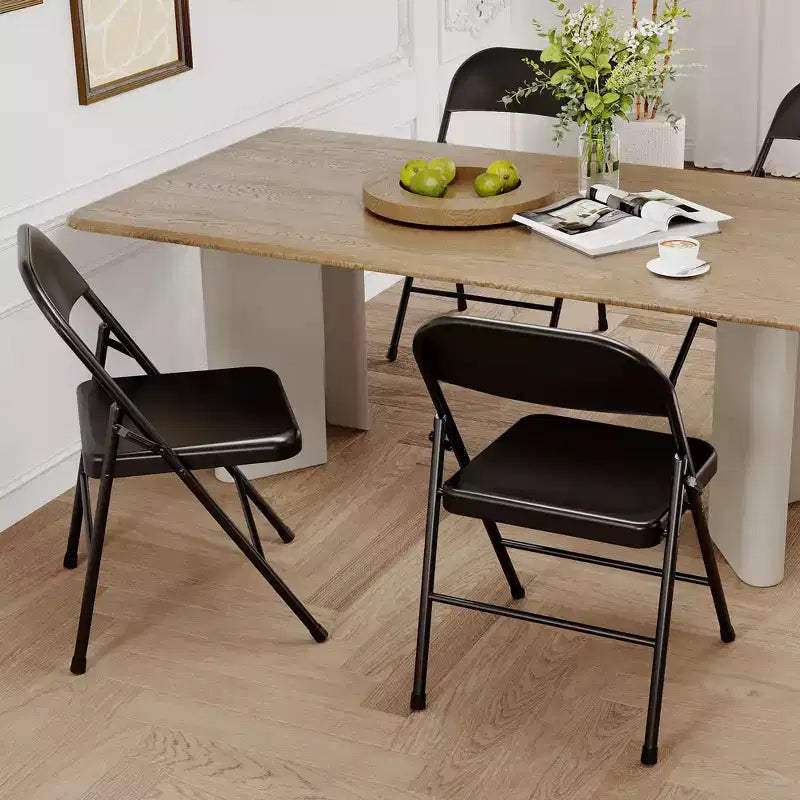 Chaises pliantes en métal avec dossier, chaises en métal avec cadre en acier durable, siège empilable portable intérieur extérieur, pour bureau à domicile, lot de 4