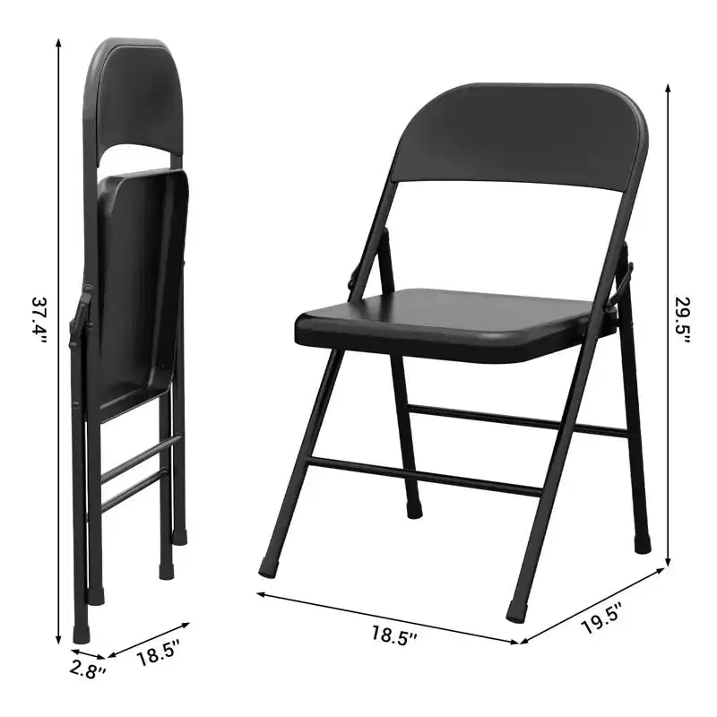 Chaises pliantes en métal avec dossier, chaises en métal avec cadre en acier durable, siège empilable portable intérieur extérieur, pour bureau à domicile, lot de 4
