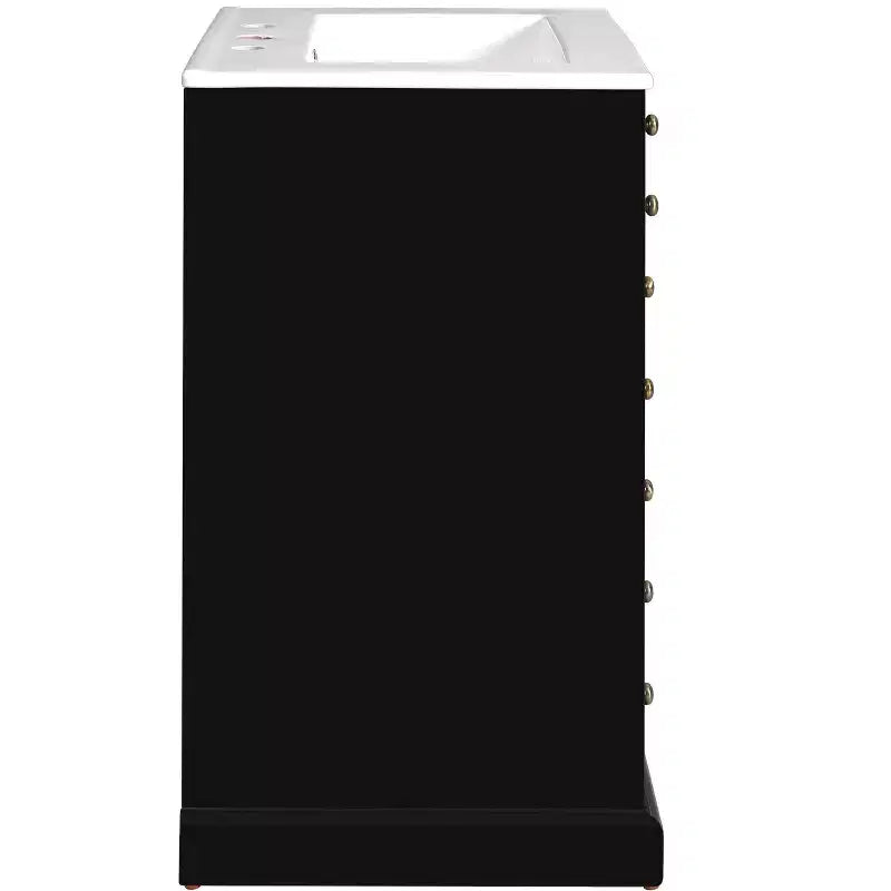 Meuble-lavabo de salle de bain compact 24 po avec portes à fermeture douce, meuble de rangement, simple vasque, noir